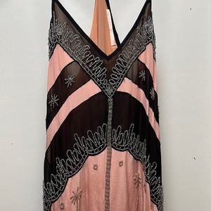 Pink and black embellished/beaded gown